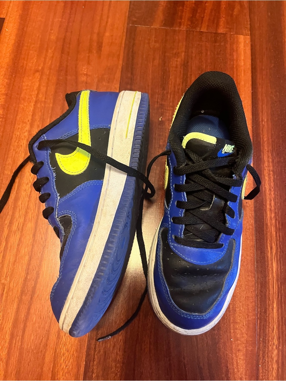 Nike Kids Force 1 Low Blue and Neon Yellow/Green Low-Top Sneakers size 2